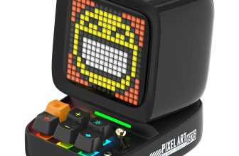 Divoom Ditoo Retro Pixel Art Game Bluetooth Speaker with 16X16 LED App Controlled Front Screen (Black)