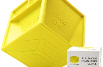 KITCHEN CUBE ORIGINAL | All-in-One Measuring Cup to Improve Organization and Reduce Clutter | Premium Measuring Device With 19+ Cooking Measurements For Cooking and Baking | Excellent Gift! (Yellow)