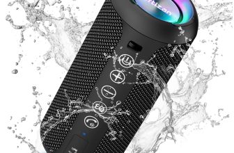 Ortizan Portable Bluetooth Speaker: IPX7 Waterproof, 24W Loud Sound, Deep Bass, Bluetooth 5.3, LED Lights, Wireless Stereo Pairing, 30H Playtime, for Home/Outdoor/Party/Beach, Birthday Gift (Black)