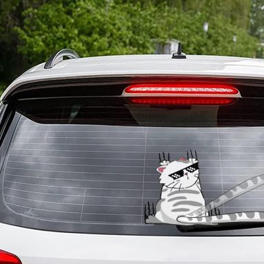 Cute Cat Wiper Sticker – Waving Tail Fun!