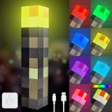 Minecraft 7-Color USB Torch Lamp – Wall/Table Light